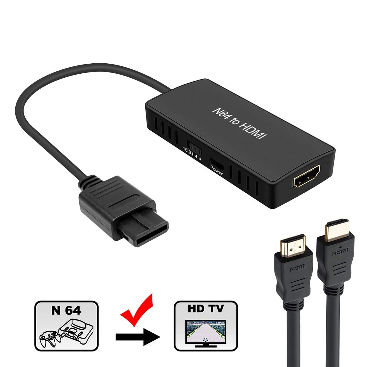 YDF N64 to HDMI Converter Adapter Plug and Play