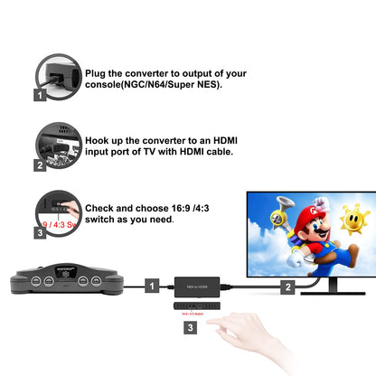 YDF N64 to HDMI Converter Adapter Plug and Play